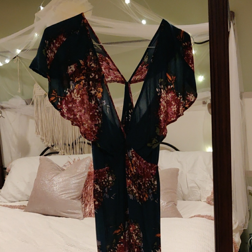 Long blue floral dress